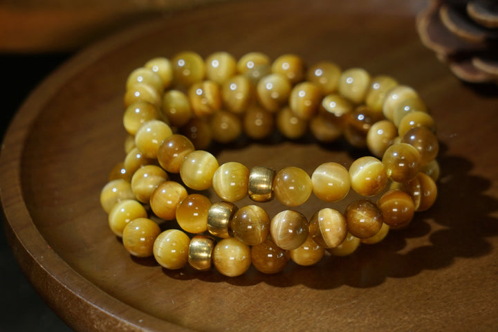 Natural Golden Tiger’s Eye bracelet with polished chatoyant beads