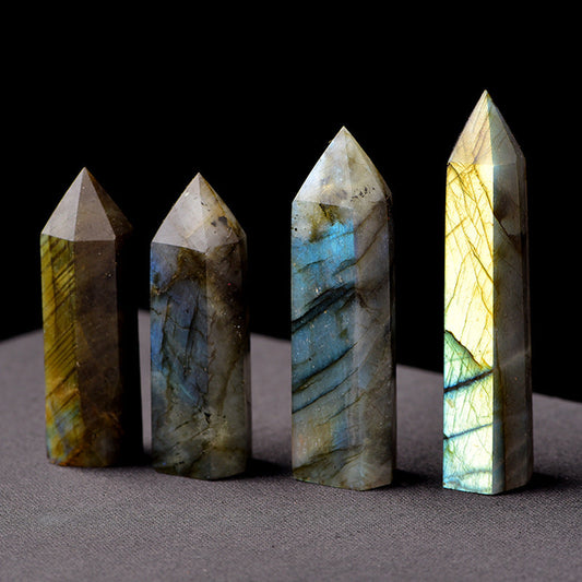 Natural Labradorite tower with blue flash