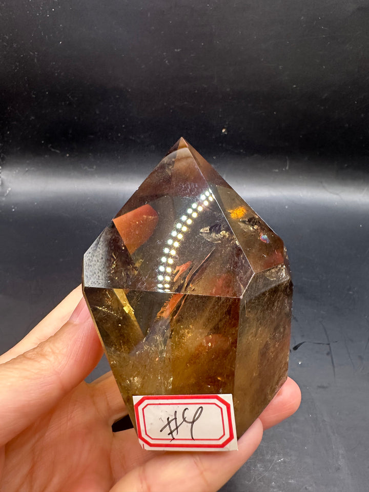 One-of-a-kind natural Congo Citrine tower with rainbow and clear areas