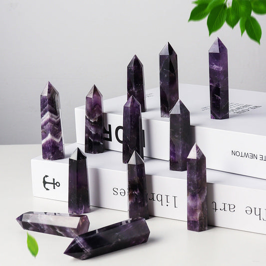 Natural Dream Amethyst tower with Chevron pattern