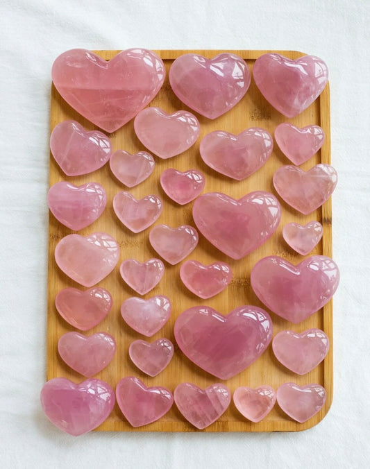 Natural puffy Rose Quartz heart carving