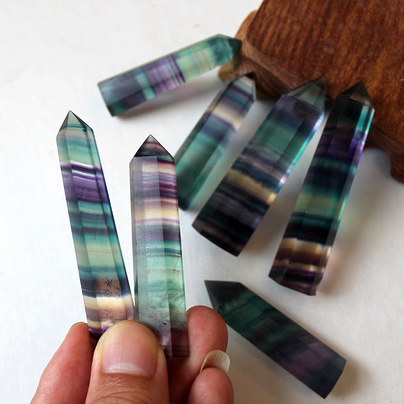 Natural Rainbow Fluorite tower crystal point