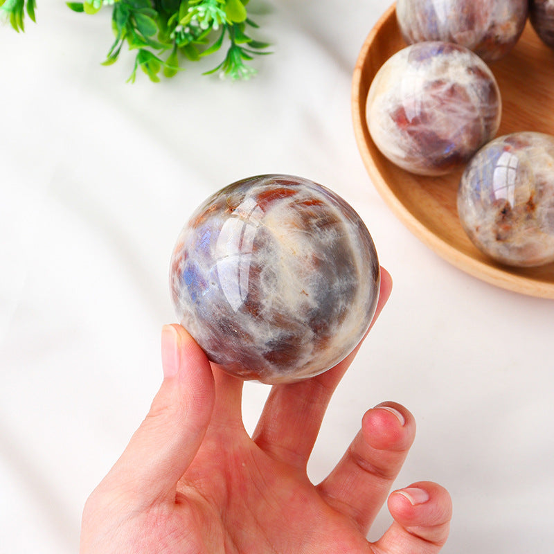 Natural Blue Flash Moonstone sphere
