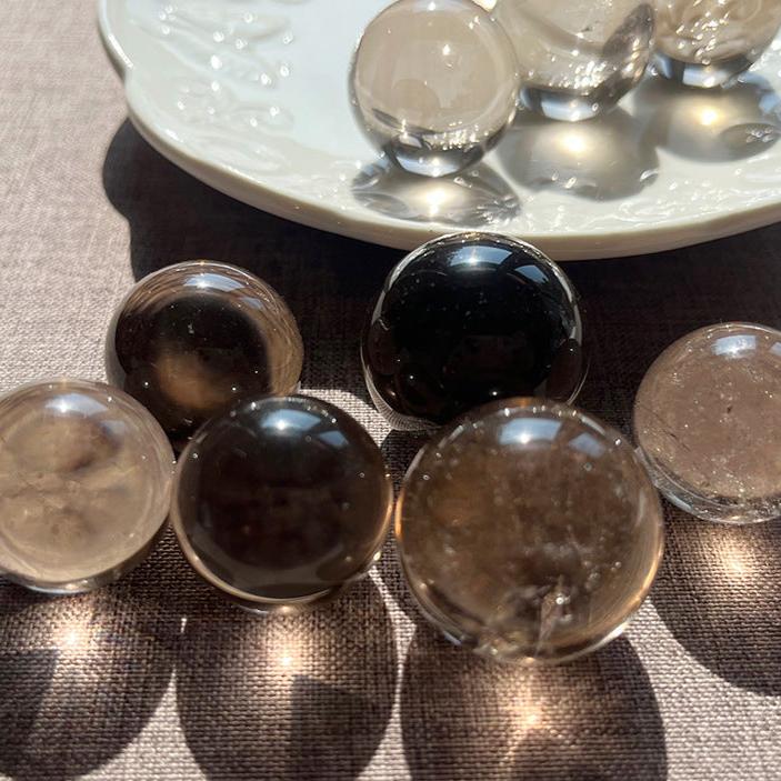 Natural Smoky Quartz polished crystal sphere