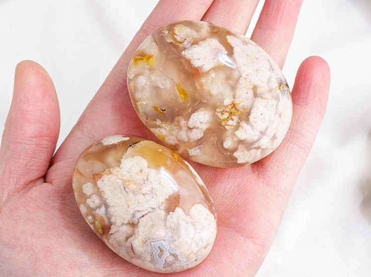 Flower agate crystal palm stone