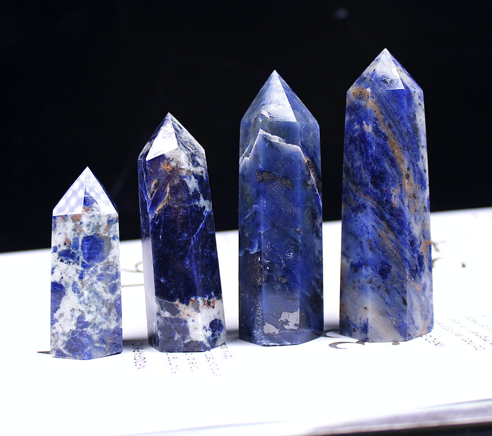 Natural deep-blue Sodalite crystal tower