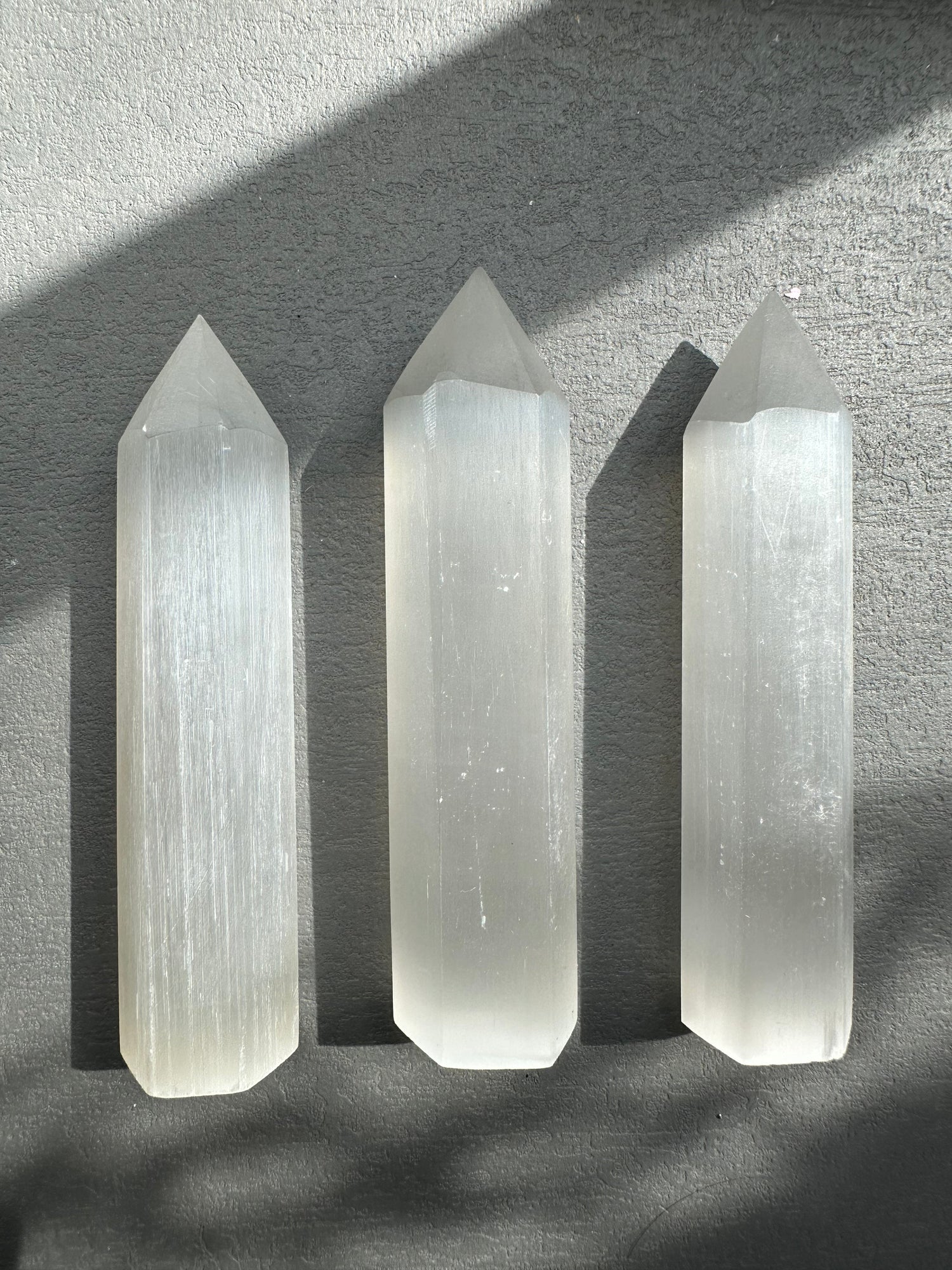 Natural polished Selenite crystal tower point