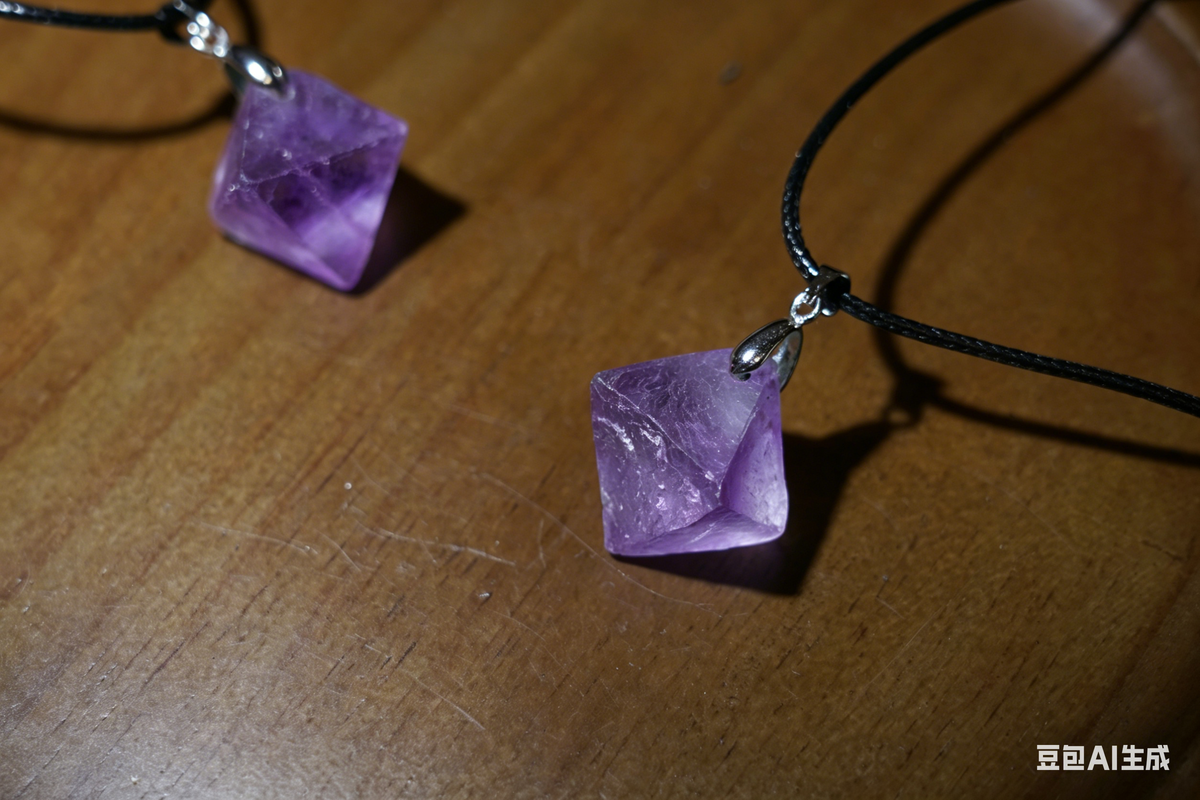 Purple Fluorite Octahedron Necklace | Natural Crystal Pendant