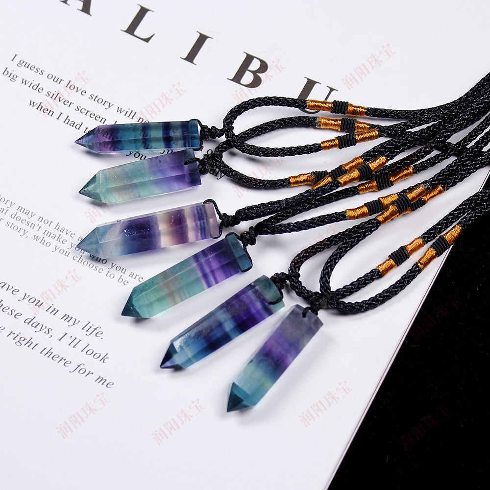 Rainbow Fluorite Pendant Necklace – Natural Crystal product photo 3