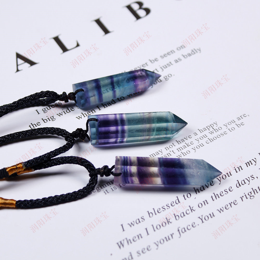 Rainbow Fluorite Pendant Necklace – Natural Crystal product photo 1