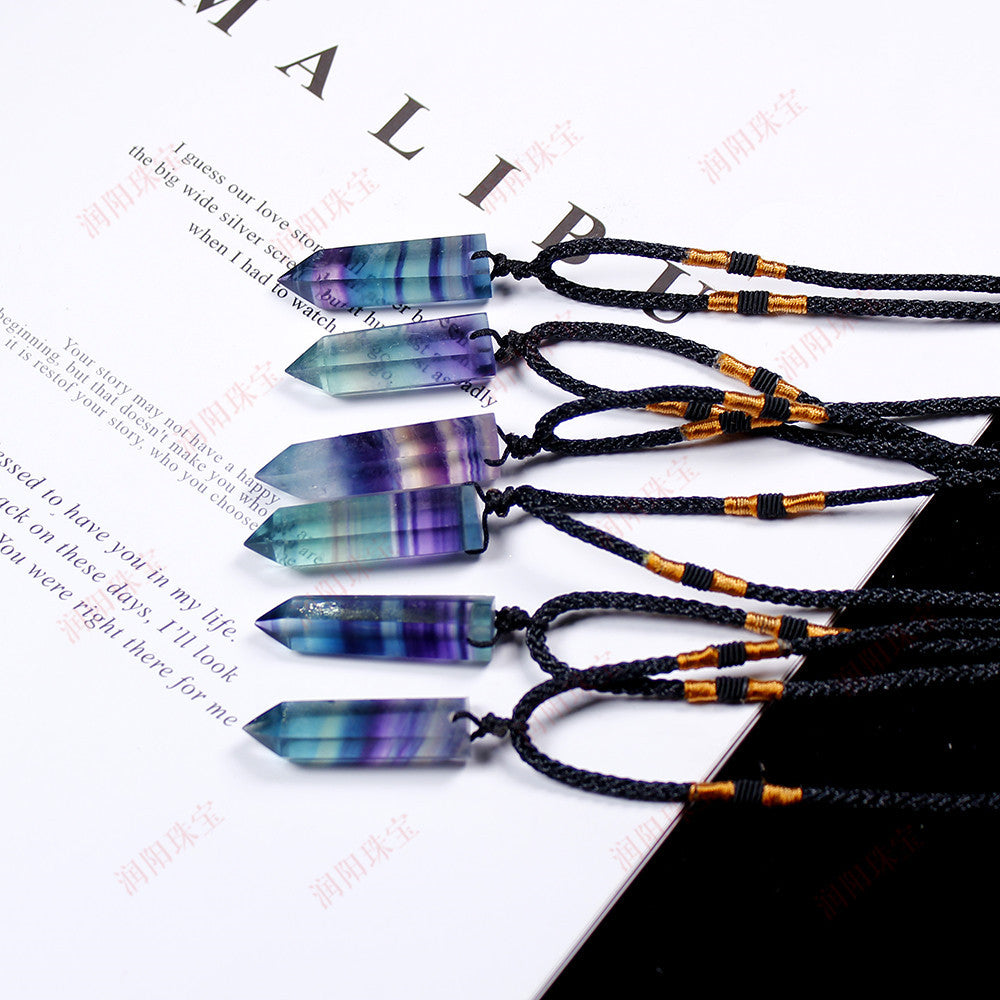 Rainbow Fluorite Pendant Necklace – Natural Crystal product photo 4