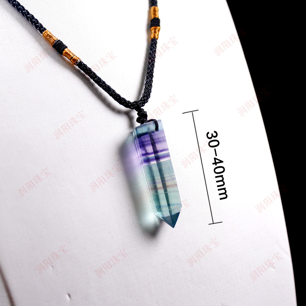 Rainbow Fluorite Pendant Necklace – Natural Crystal product photo 2