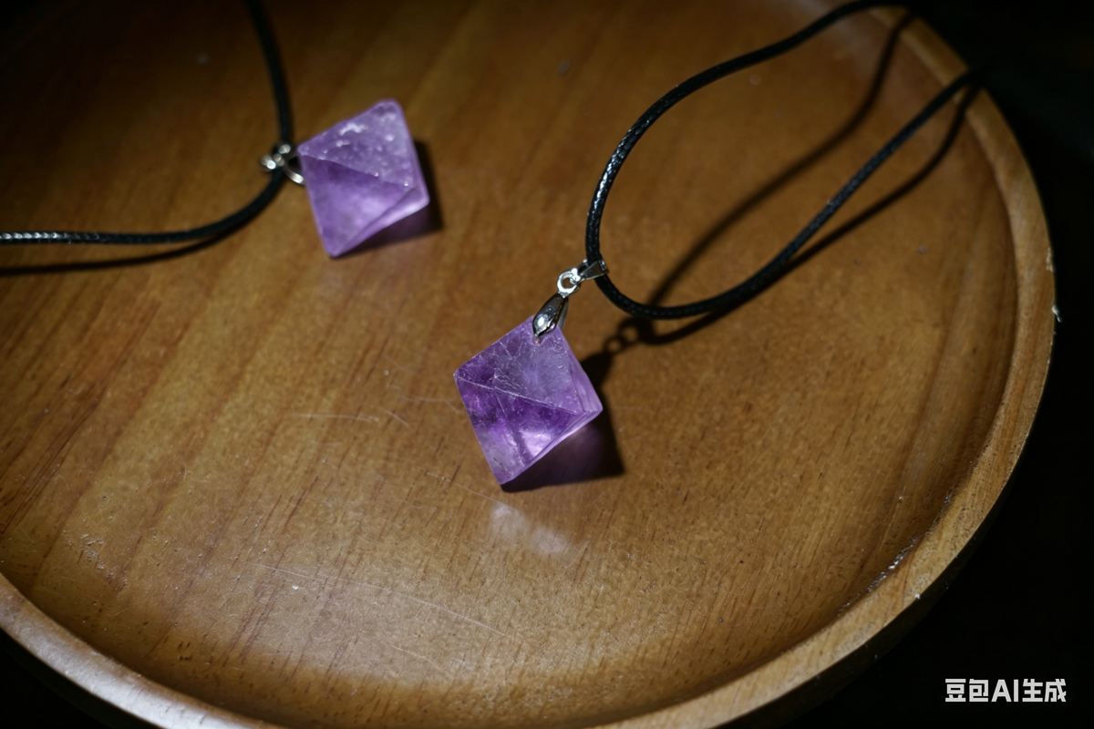 Purple Fluorite Octahedron Necklace | Natural Crystal Pendant