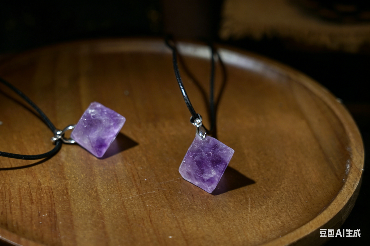 Purple Fluorite Octahedron Necklace | Natural Crystal Pendant