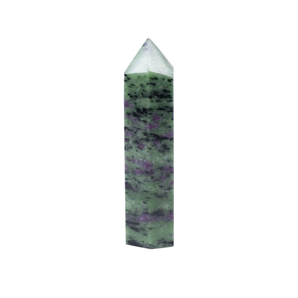 Ruby in Zoisite Tower | Natural Green & Red Crystal Point