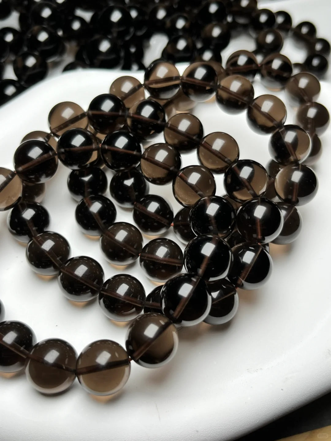 Natural Smoky Quartz Bracelet – 6mm Crystal Beads product photo 1