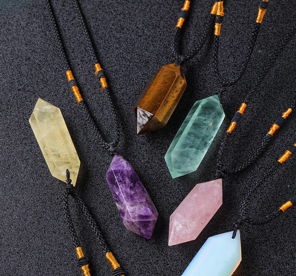 Natural Rose Quartz pendant necklace alternate product view