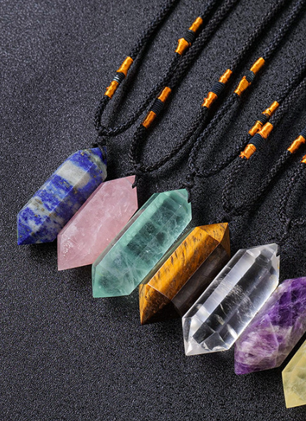 Lapis Lazuli & Green Fluorite Crystal Necklace – Natural Pendant product photo 1