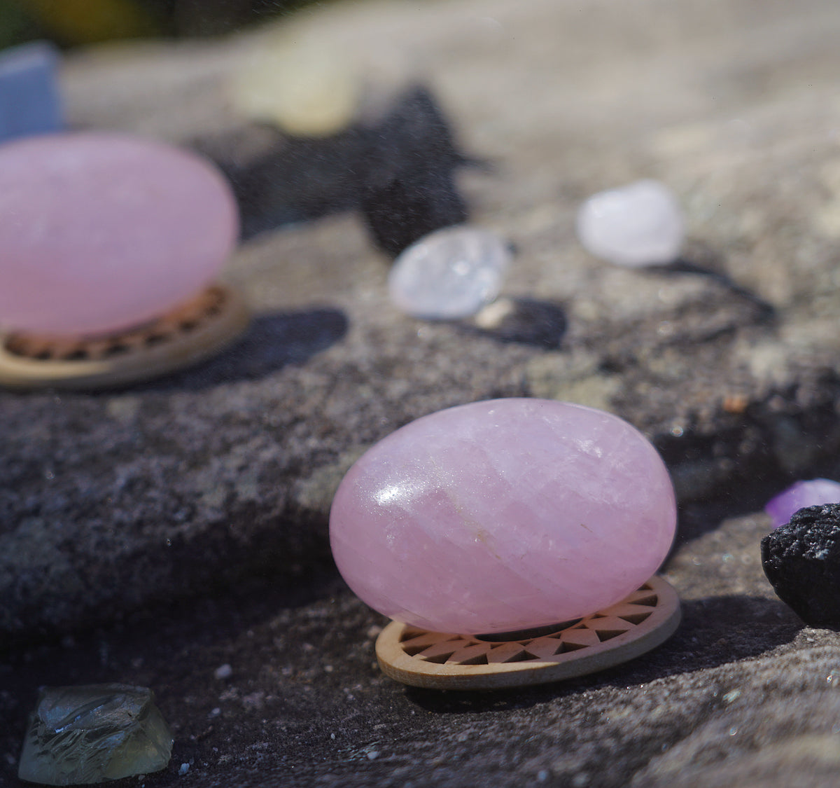 Rose Quartz Palm Stone | Natural Polished Crystal