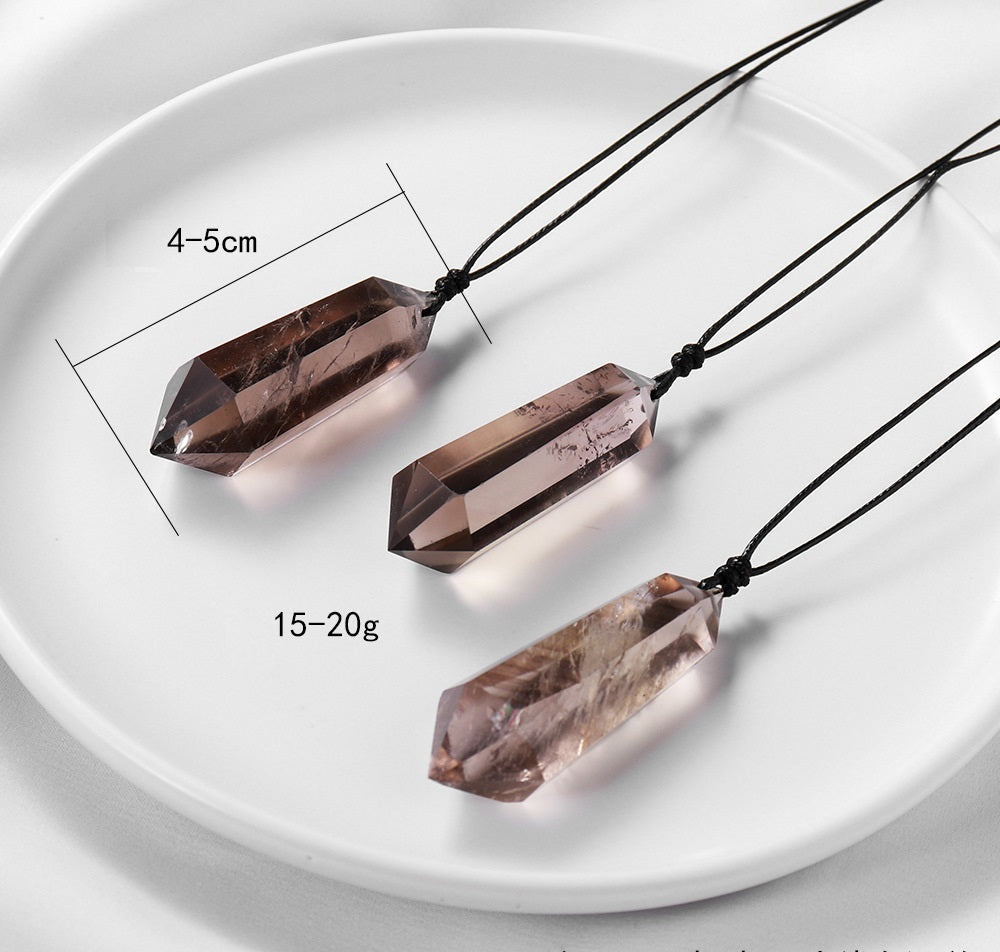 Smoky Quartz pendant necklace alternate view with polished faceted stone