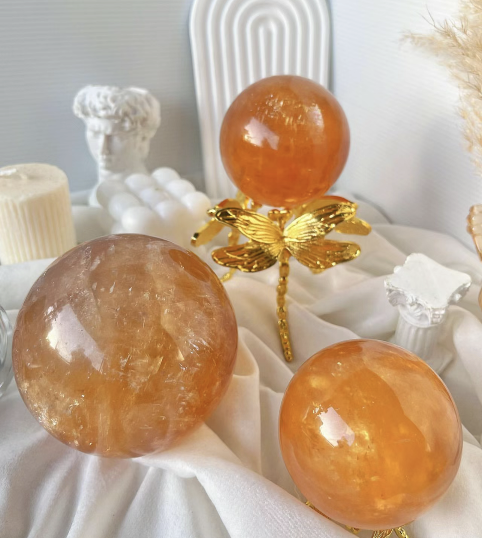 Honey Calcite Sphere | Natural Golden Crystal Ball 4–4.5cm