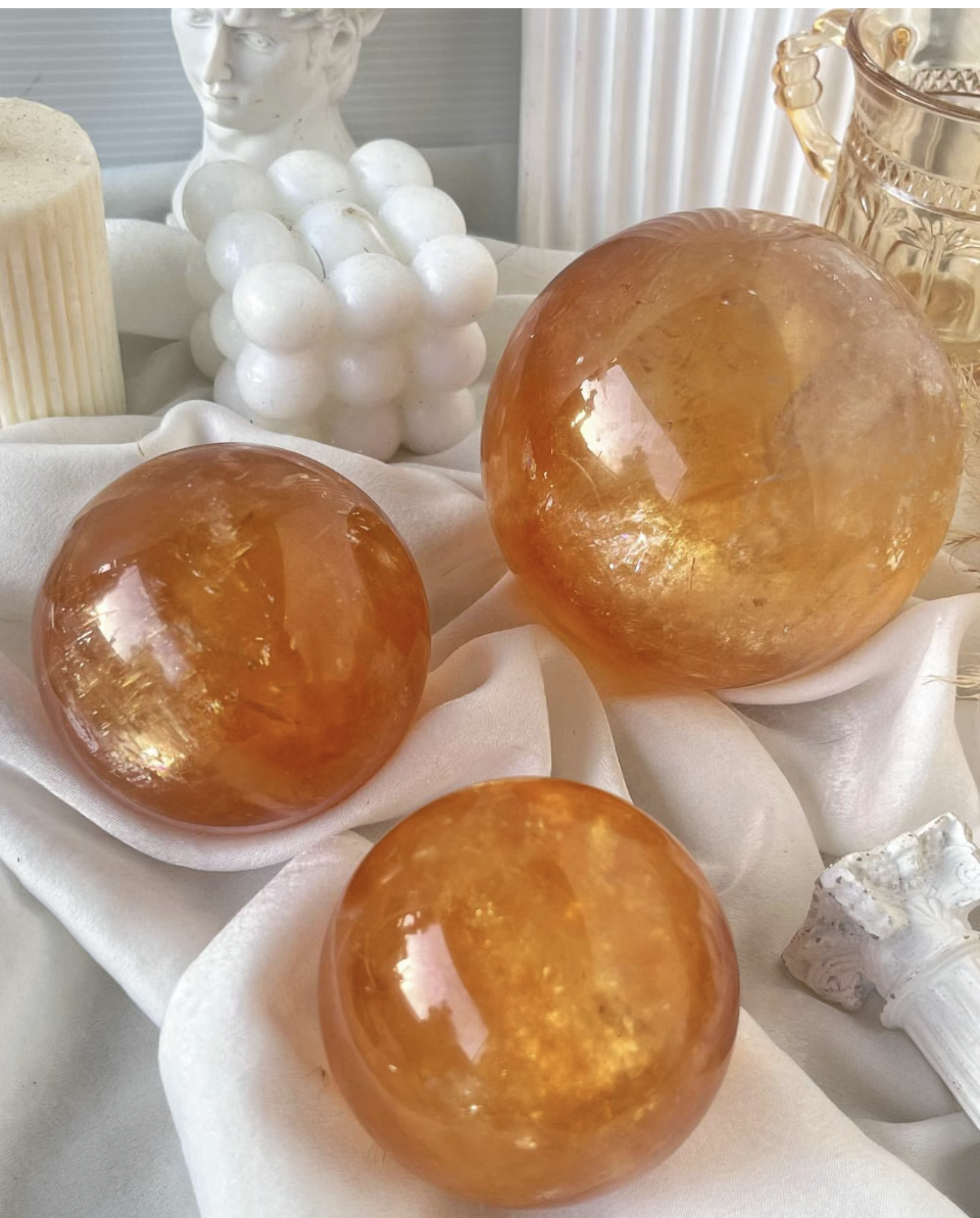 Honey Calcite Sphere | Natural Golden Crystal Ball 4–4.5cm