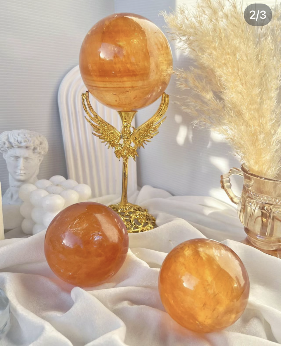 Honey Calcite Sphere | Natural Golden Crystal Ball 4–4.5cm