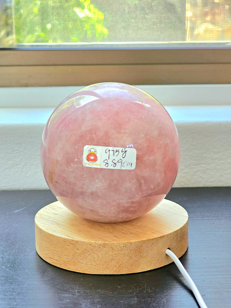 Grande sphère de quartz rose XL abordable - Boule de cristal de guérison, amour et harmonie, décor en cristal à faible coût, cadeau économique