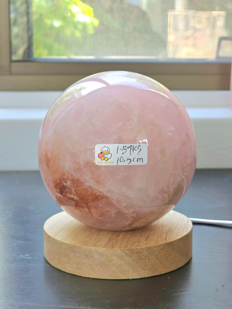 Grande sphère de quartz rose XL abordable - Boule de cristal de guérison, amour et harmonie, décor en cristal à faible coût, cadeau économique
