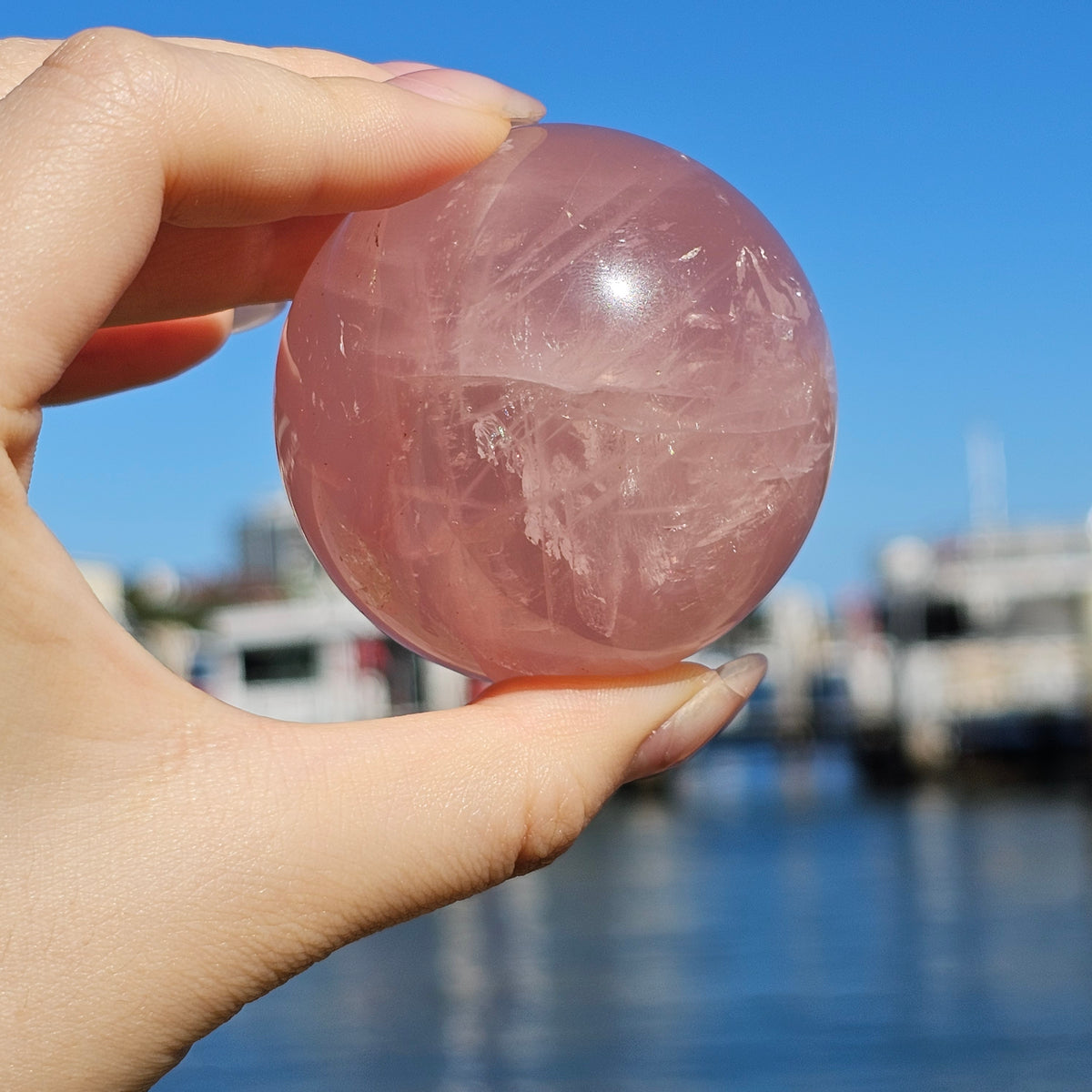 Natural Rose Quartz Sphere | Polished Pink Crystal Ball