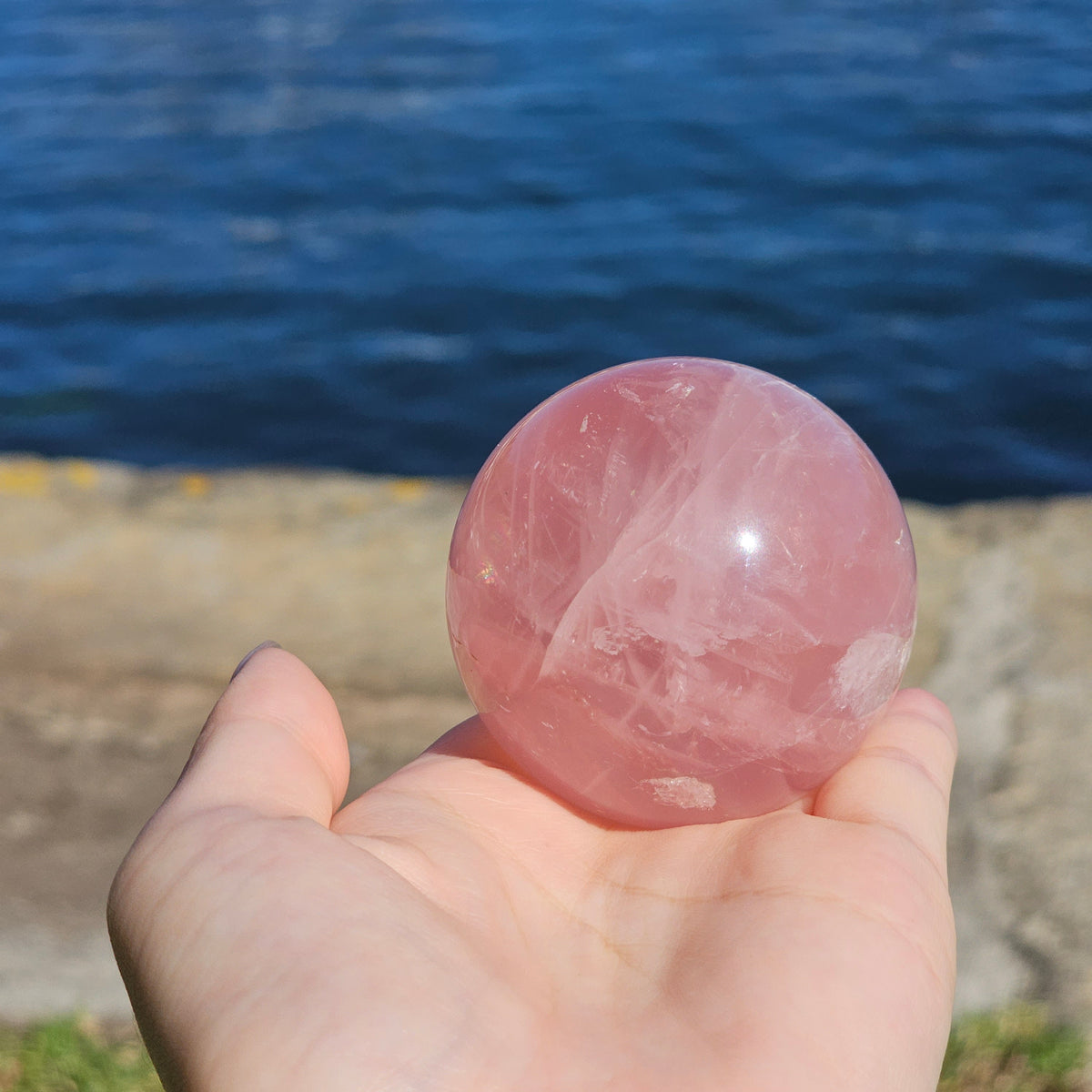 Natural Rose Quartz Sphere | Polished Pink Crystal Ball