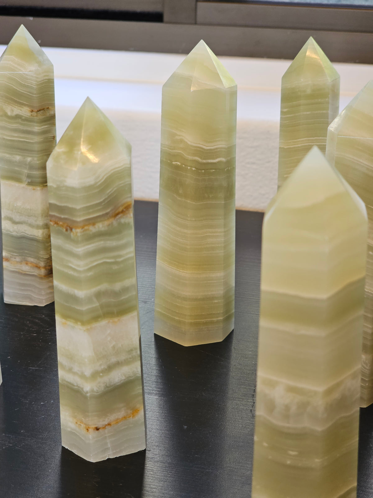Large Afghanistan Jade Tower | Green Banded Stone Point