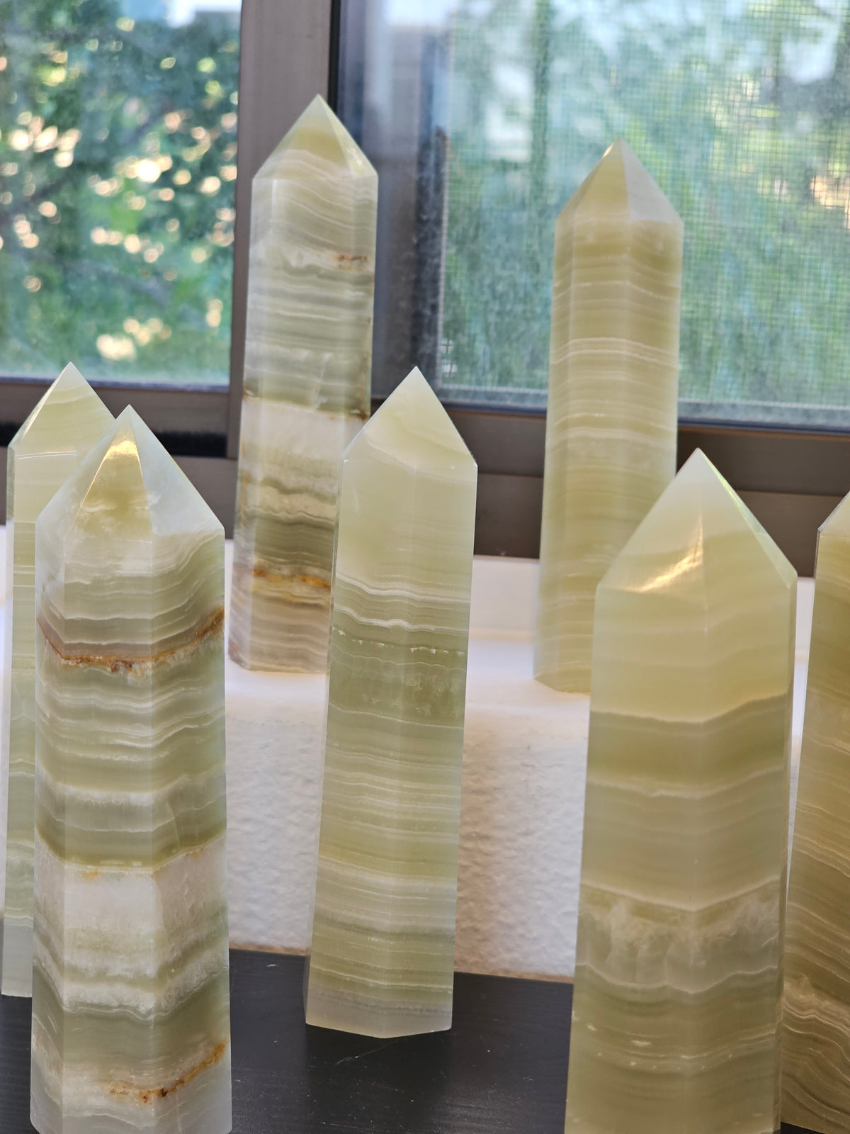 Large Afghanistan Jade Tower | Green Banded Stone Point