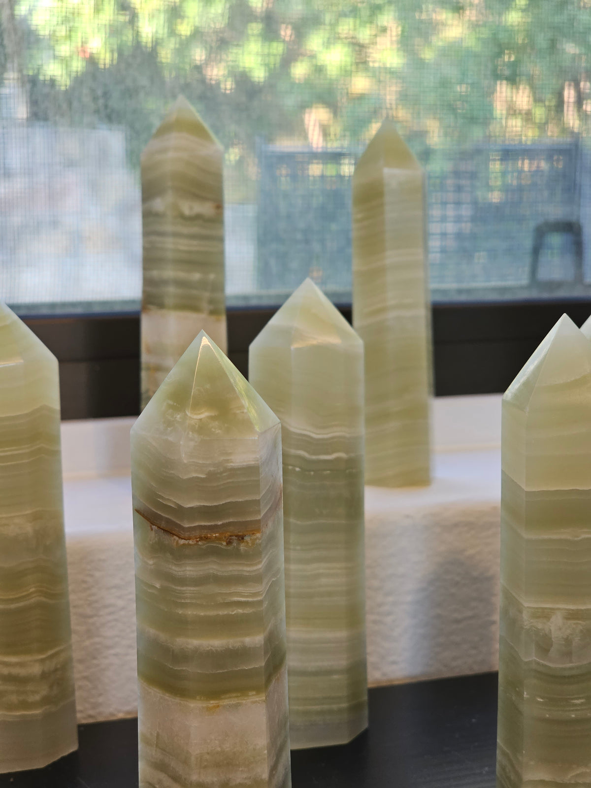 Large Afghanistan Jade Tower | Green Banded Stone Point