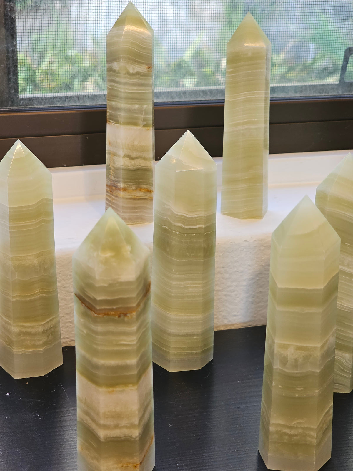 Large Afghanistan Jade Tower | Green Banded Stone Point