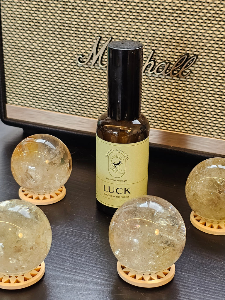 Attract Abundance: Enchanted Luck Kit for Fortune,Prosperity, and Serendipity, with Luck Candle, Luck Spray and Citrine Sphere, Crystal Gift