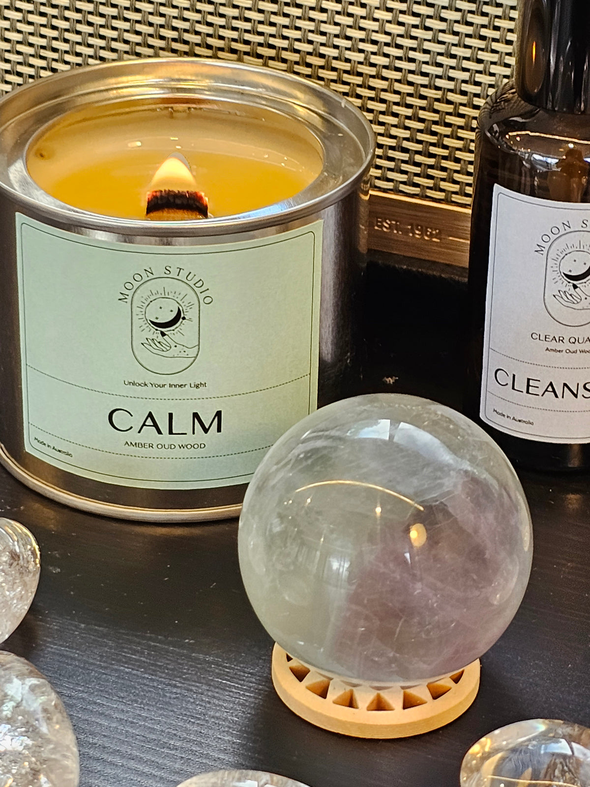 Calming Ritual Kit | Soy Candle, Room Spray & Fluorite Sphere
