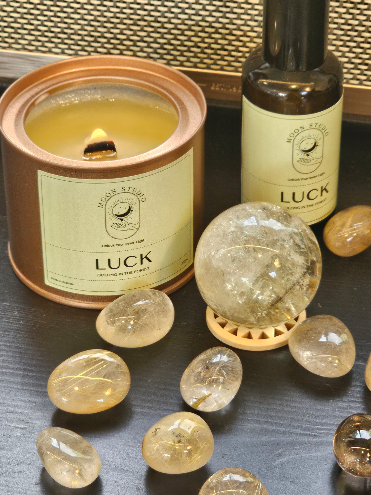 Good Fortune Ritual Candle – Soy Wax Crystal Candle product photo 1