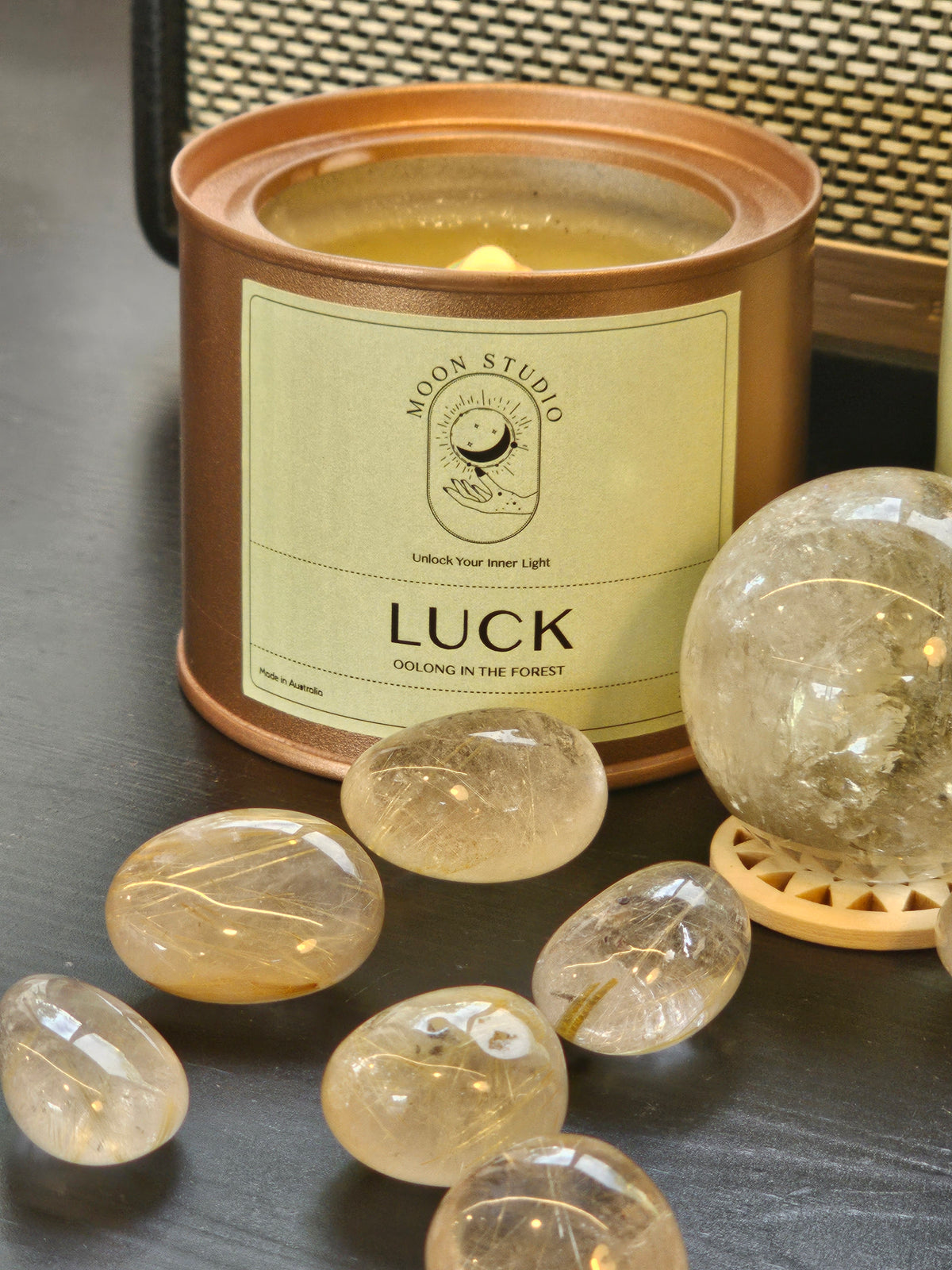 Citrine Sphere Ritual Gift Set – texture close-up