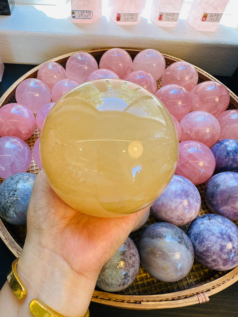 Radiant Yellow Calcite Sphere - Healing Crystal for Positivity and Joy