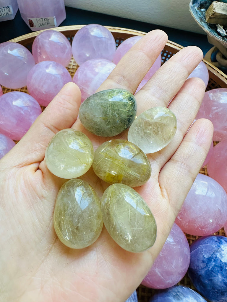 Rare Rutilated Quartz Tumble with Rainbow - Healing Crystals and Stones, Spiritual Stone, Chakra Balancing, Reiki Energy, Meditation Stone