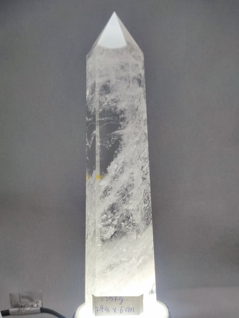 Large XL Clear Quartz Tower Point Generator Amplify Energy Clarity in Your Space 1.25kg 24cm