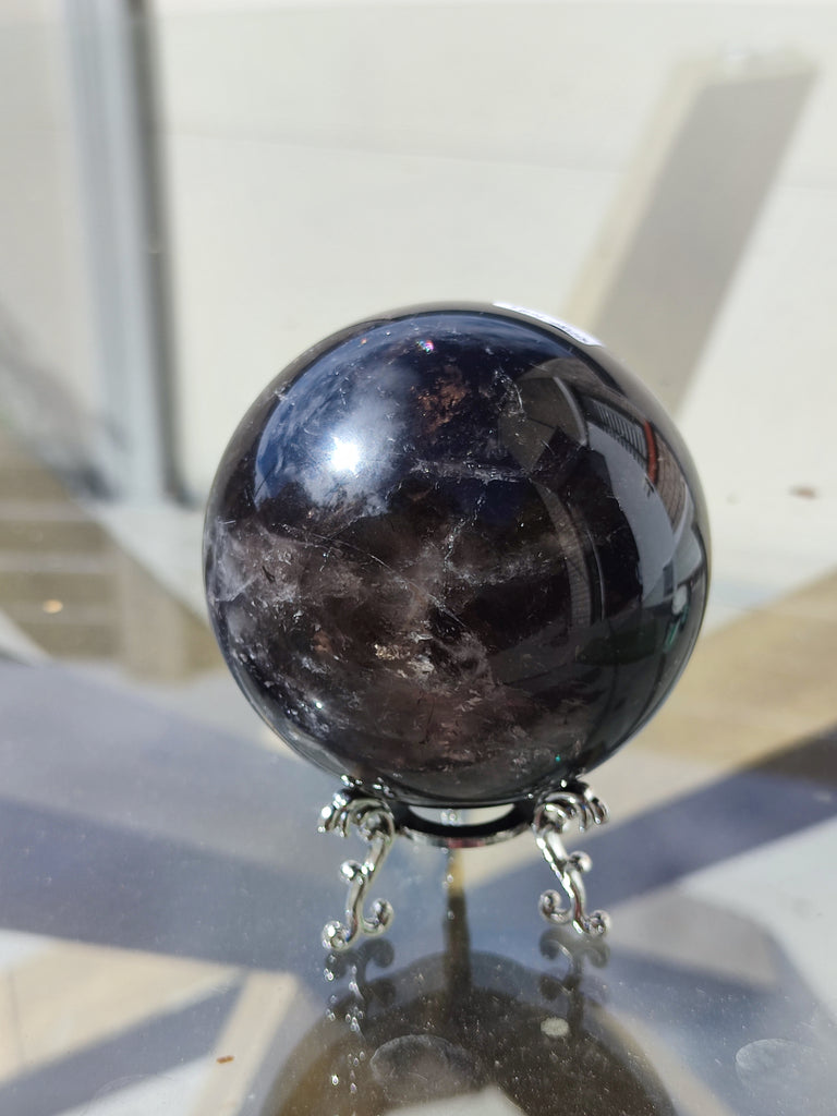 Embrace the Shadow: Enchanting Large Smoky Quartz Sphere 1.0kg 8.9cm