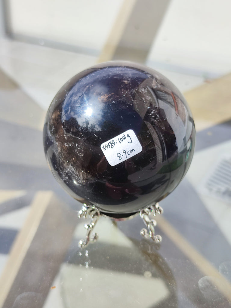 Embrace the Shadow: Enchanting Large Smoky Quartz Sphere 1.0kg 8.9cm
