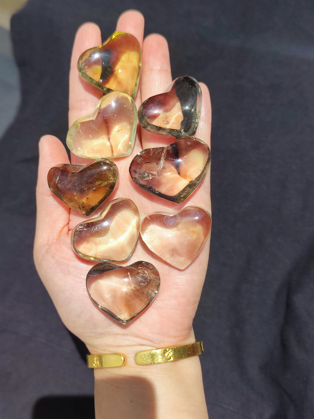Brazilian Citrine Puffy Heart – back view