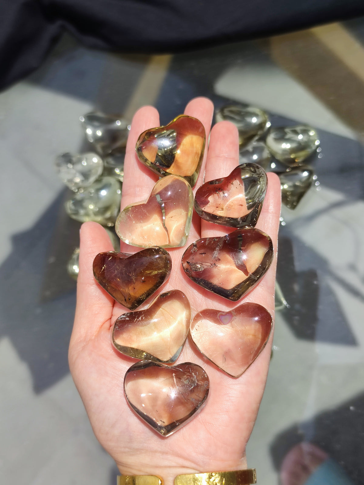 Brazilian Citrine Puffy Heart – side view