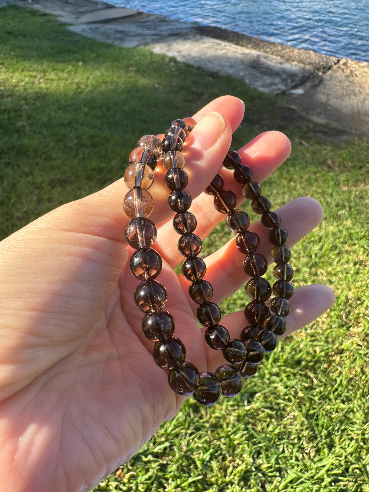 Natural Smoky Quartz Bracelet – 6mm Crystal Beads product photo 4