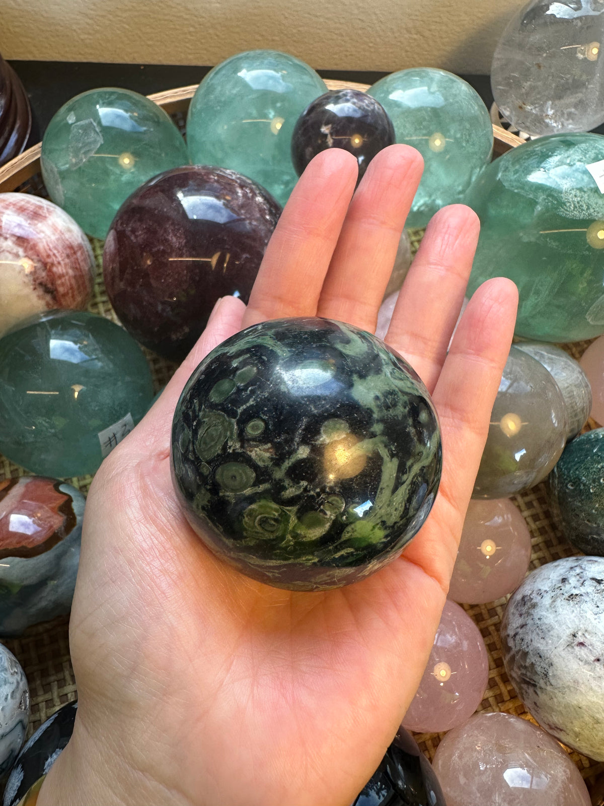 Kambaba Jasper Sphere | Natural Green & Black Stone Ball