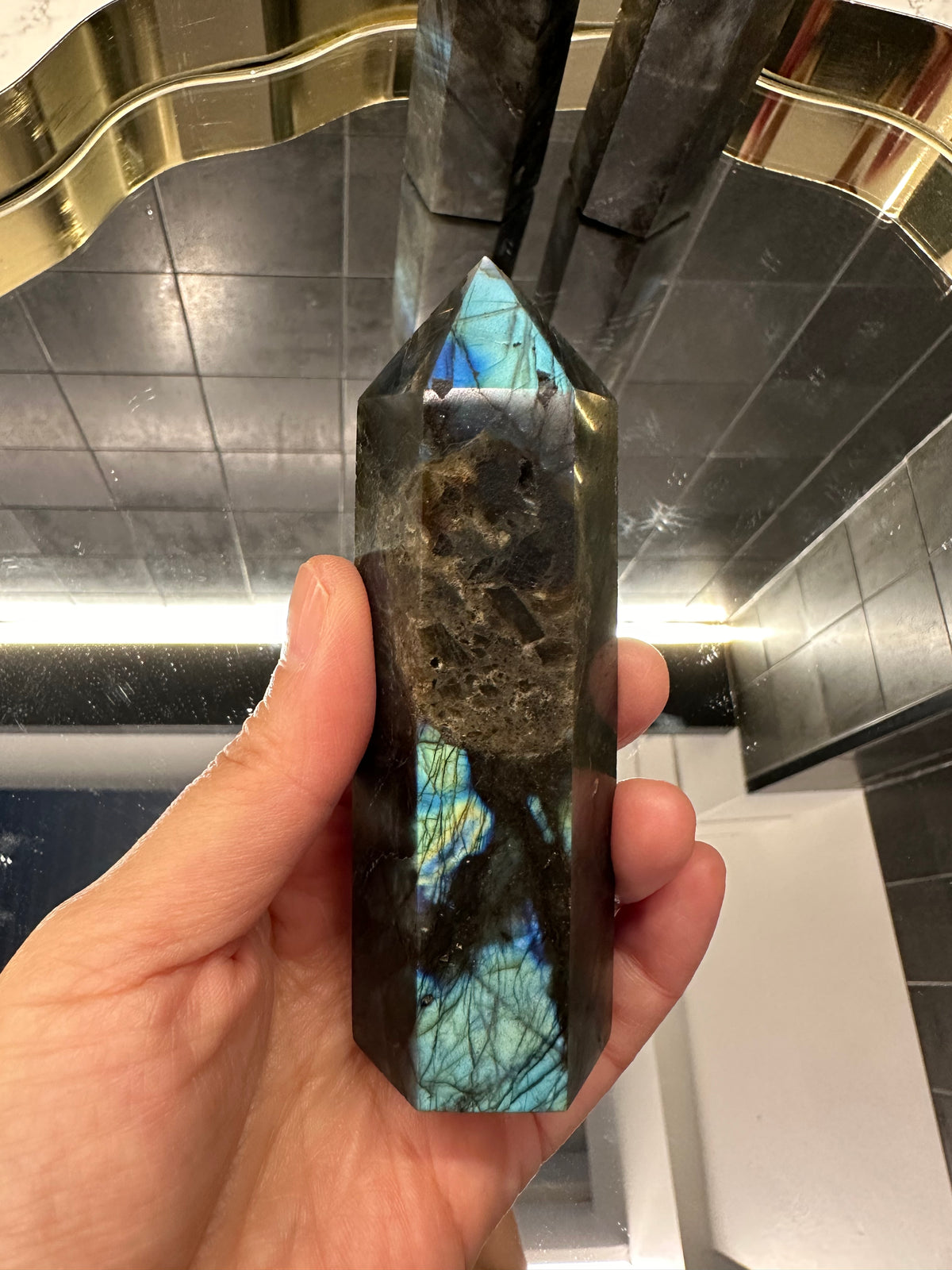 Labradorite Tower | Natural Flash Crystal Point 10cm