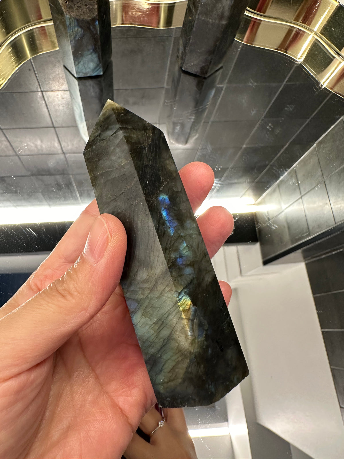 Labradorite Tower | Natural Flash Crystal Point 10cm